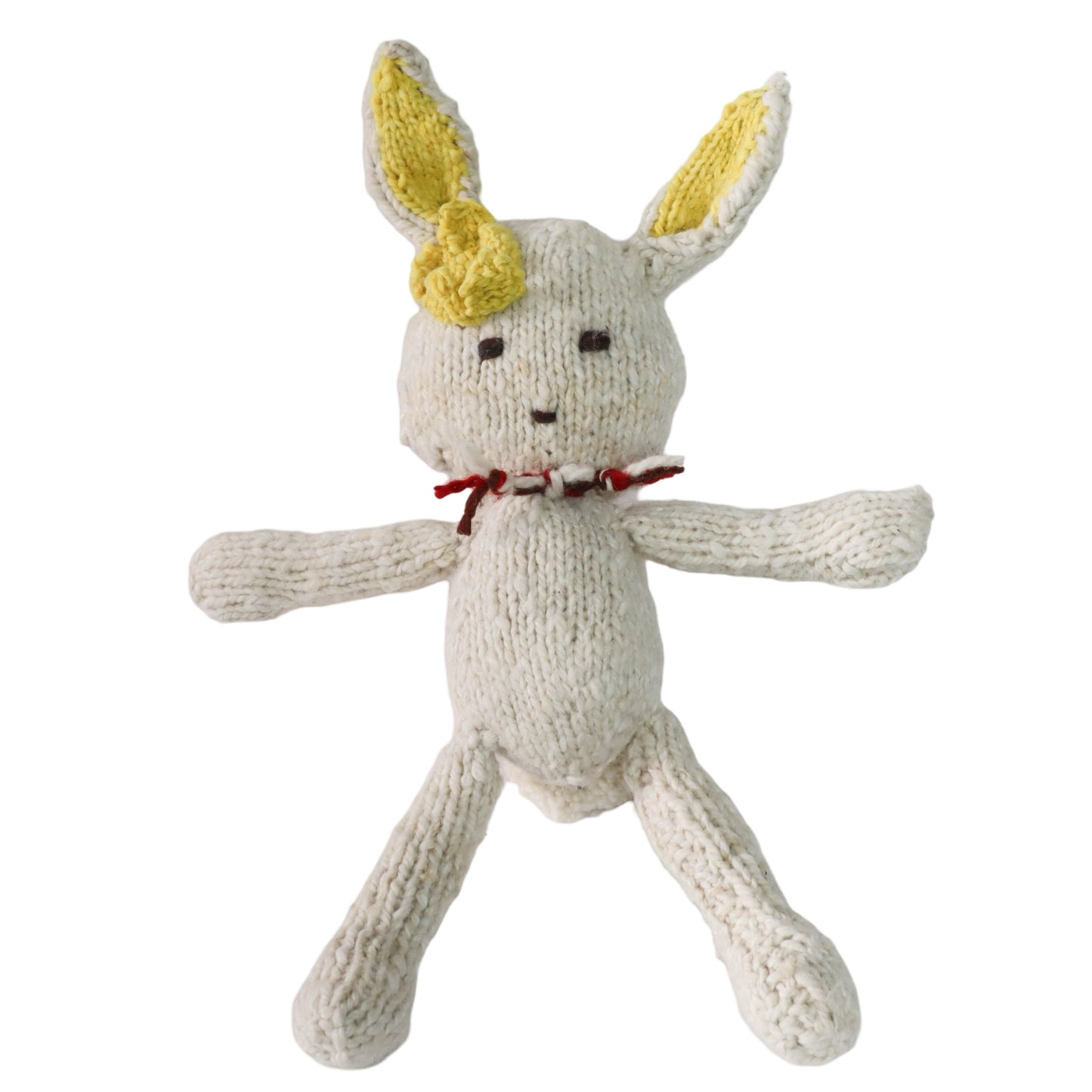 Hand Knit Homespun Wool Ditsy Bunny with Flower