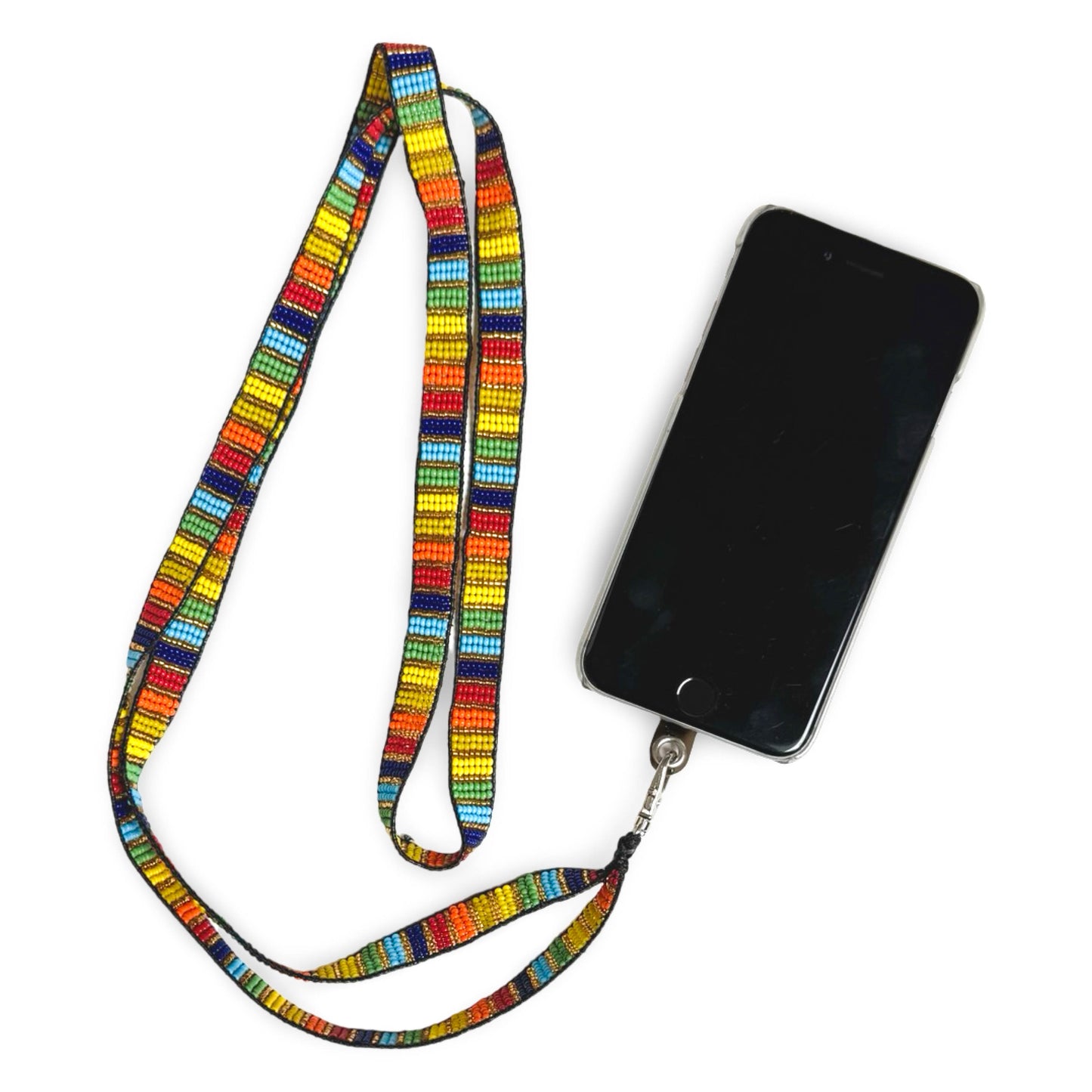 Beaded Phone Lanyard - Rainbow
