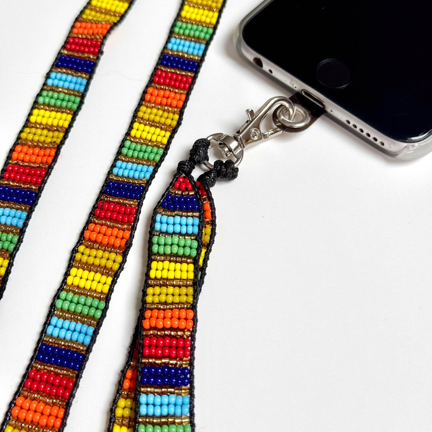 Beaded Phone Lanyard - Rainbow