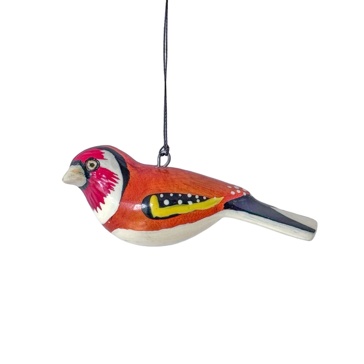 Hand-Carved Bird Ornament - European Goldfinch