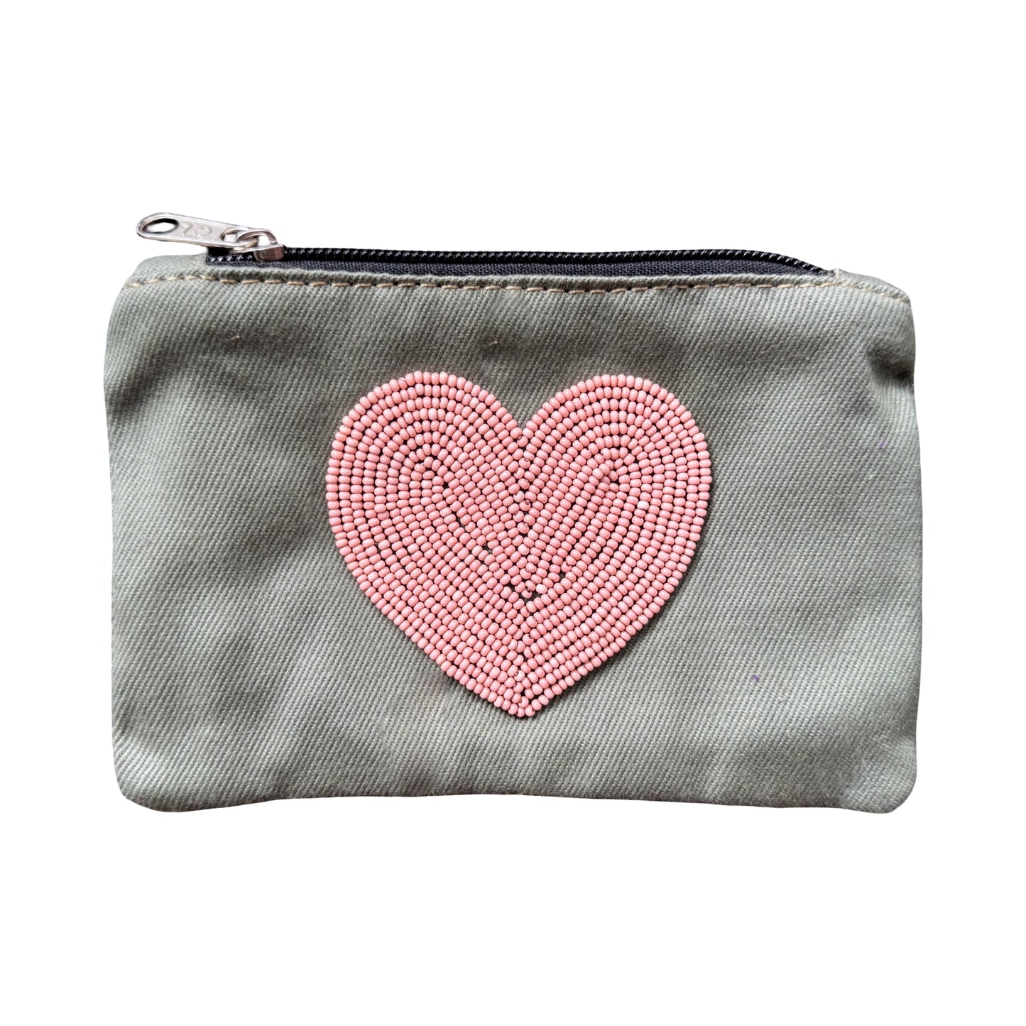 Zippered Beadwork Pouch - Heart