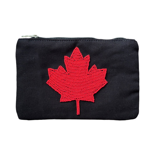 Zippered Beadwork Pouch - Maple Leaf
